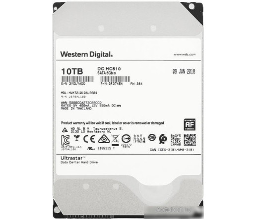 Жесткий диск WD Ultrastar He10 10TB HUH721010ALE600 Жесткий диск WD Ultrastar He10 10TB HUH721010ALE600