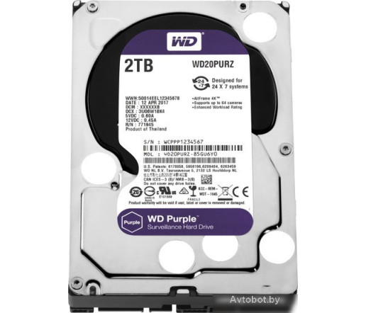 Жесткий диск WD Purple 2TB [WD20PURZ]