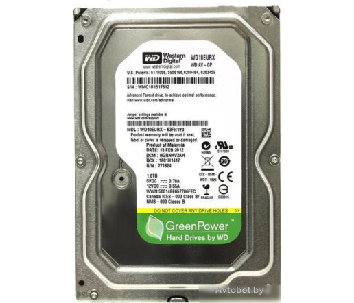 Жесткий диск WD AV-GP 1TB (WD10EURX)