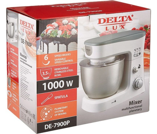 Планетарный миксер Delta DE-7900P (белый/серый)