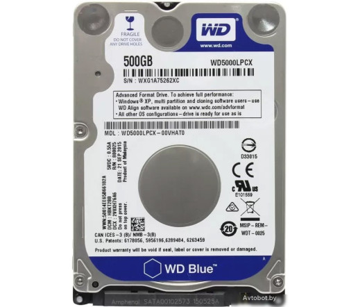 Жесткий диск WD 500GB WD5000LPCX-00VHAT0 Жесткий диск WD 500GB WD5000LPCX-00VHAT0