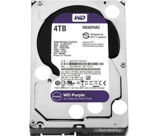 Жесткий диск WD Purple 4TB [WD40PURZ]